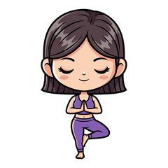 Fototapeta premium Woman Practicing Yoga in Tree Pose.