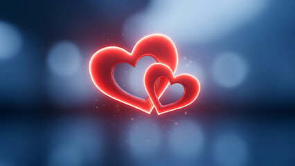 Red heart on dark background romantic Valentine design