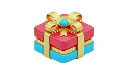 Obraz premium 3D Render of a Stacked Gift Box with Gold Ribbon and Teal Accent
