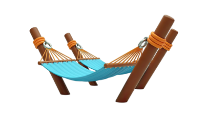 Blue Hammock with Brown Stand