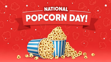 National popcorn day celebration with a bucket of fresh popcorn