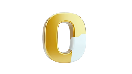 Golden digit zero with peeling white layer