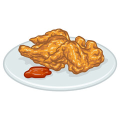 Crispy Fried Chicken Illustration Vector