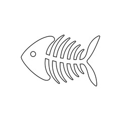 Fish Skeleton Outline Icon Vector.