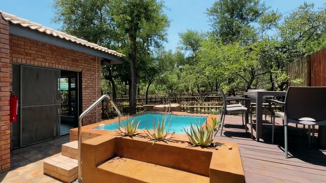 A Jacuzzi in the backyard of a luxury lodge in Africa