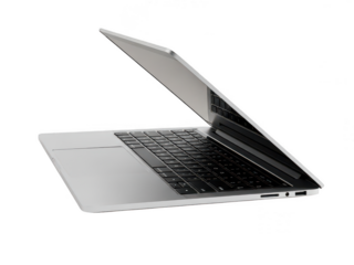 Modern laptop with open screen isolated on transparent background