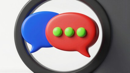 Blue and red speech bubbles with green dots