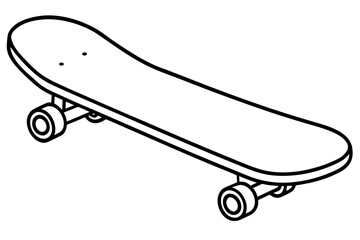 skateboard outline, Outline drawing of a skateboard with wheels Vector, skateboard coloring book page line art © Dream Forge Studio 