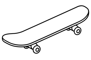 skateboard outline, Outline drawing of a skateboard with wheels Vector, skateboard coloring book page line art © Dream Forge Studio 