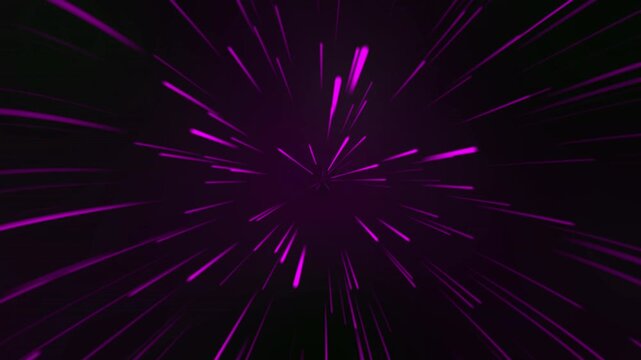 Radial purple light streaks on black background for futuristic designs, technology concepts, dynamic backgrounds, abstract art, vibrant themes.