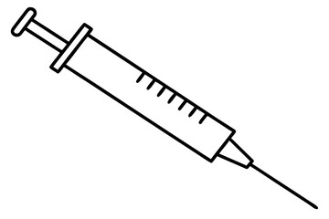 	
medical syringe outline, syringe isolated Black silhouette of a medical syringe Vector,	

