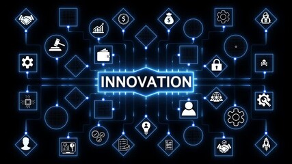 Concept of new ideas and innovation, Cog Gear Wheel with social media icons on technology abstract . 4k animation on transparent background. - Powered by Adobe