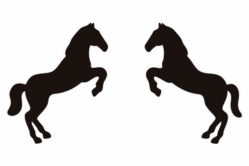 horse silhouette vector illustration, black horse silhouettes rearing up Vector	

