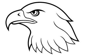 eagle head line art vector, Bold eagle head outline drawing Vector
