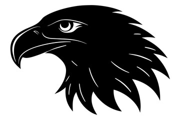 Obraz premium eagle head silhouette vector, Stylized black eagle head silhouette with sharp features Vector