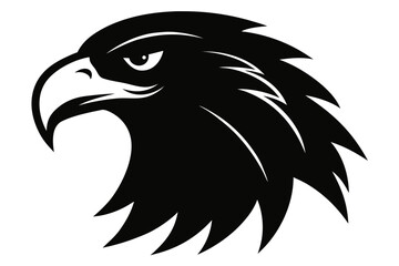 Obraz premium eagle head silhouette vector, Stylized black eagle head silhouette with sharp features Vector
