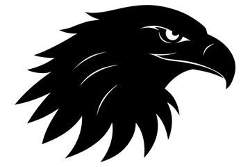Obraz premium eagle head silhouette vector, Stylized black eagle head silhouette with sharp features Vector