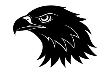Obraz premium eagle head silhouette vector, Stylized black eagle head silhouette with sharp features Vector