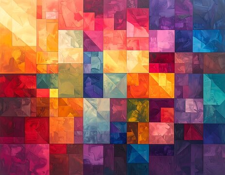 Geometric color blocks in a vibrant abstract composition