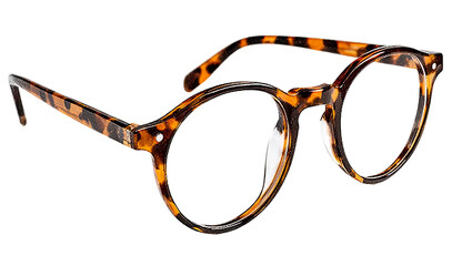 Tortoiseshell Round Eyeglasses isolated on a transparent background