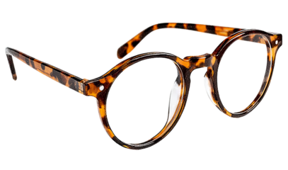 Tortoiseshell Round Eyeglasses isolated on a transparent background