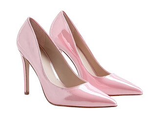 Pink Patent Leather Stiletto Heels isolated on a transparent background