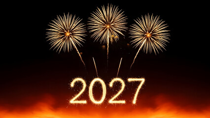 Fireworks display celebrating the year 2027