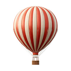 Red and White Striped Hot Air Balloon isolated on a transparent background