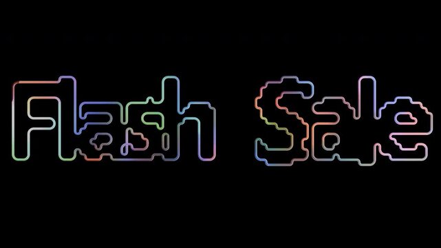 Flash Sale Text with Neon Outline Effect on transparent Background