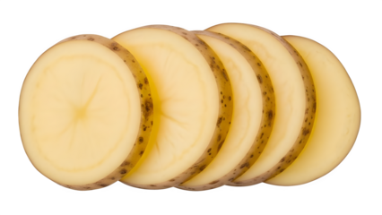 Sliced potatoes isolated on transparent background