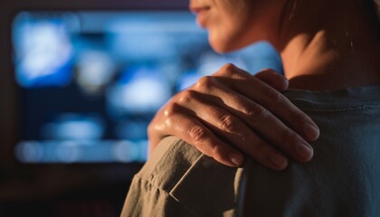 Closeup of a persons hands clasped together in thought or prayer