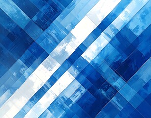 Geometric abstract of transparent, angular shapes in shades of blue