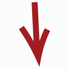 Red Downward Arrow with Two Side Branches Symbol