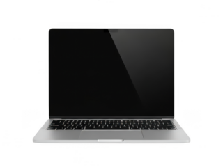 Modern laptop front view isolated on transparent background