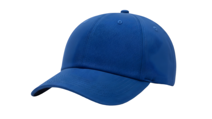 Blank Cobalt Blue Baseball Cap Mockup Isolated on White Background for Apparel Branding