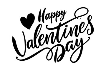 Handwritten Happy Valentine&rsquo;s Day Typography Vector.