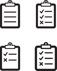 Four clipboards with checklist variations