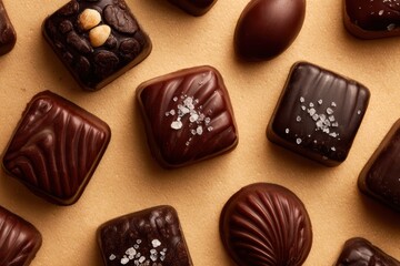 様々な種類のチョコレートが並んでいる