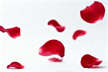 Fototapeta premium Red rose petals floating in air