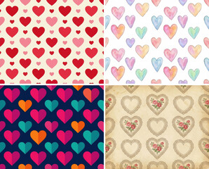 Valentine lovepattern pink nubes seamless background design illustration with colorful heart shapes and romantic motifs creating charming and warm atmosphere Seamless heart pattern pink