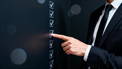 Businessman pointing at checklist