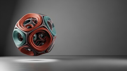 Intricate 3D Rendering of a Multi-Colored Geometric Sphere with Interlocking Circular Elements