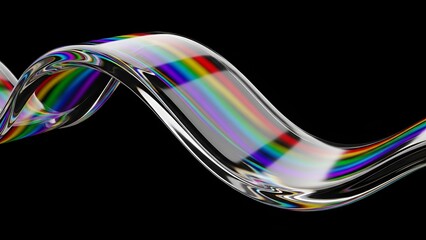 Iridescent Wave: A vibrant abstract design with flowing form and spectral reflections showcasing