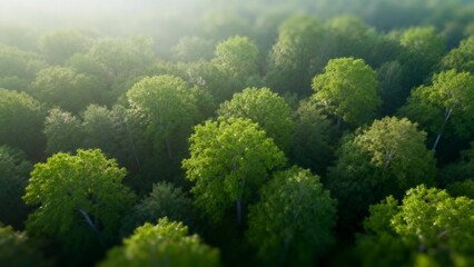 Aerial view of lush green forest