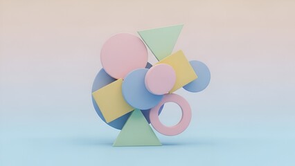 Pastel Geometric Abstraction: A Modern Composition of Shapes and Soft Colors