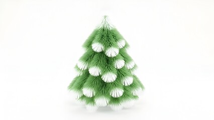 Snowy green faux Christmas tree decoration on a clean white background for the holidays