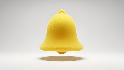 Vibrant yellow bell object rendering, symbolizing notification, communication, and alerting system