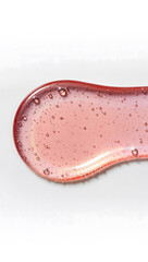 Translucent Pink Gel Skincare Serum Texture on White Background
