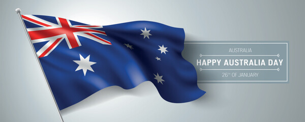 Australia happy day greeting card, banner vector illustration.