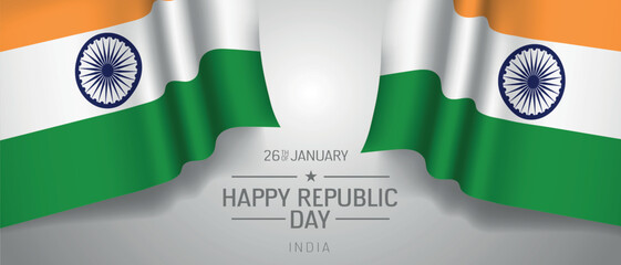 India happy republic day greeting card, banner with template text vector illustration